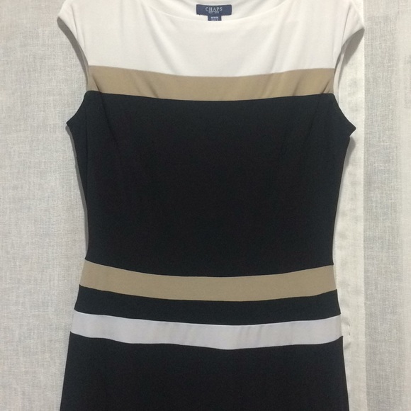 Chaps black, white and tan dress - Picture 3 of 4